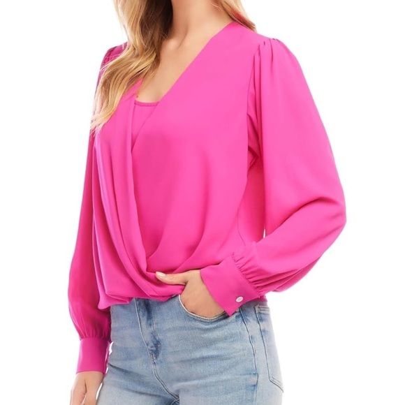 Elegant Karen Kane light and flowy Pink Women's Blouse - Picture 2 of 12